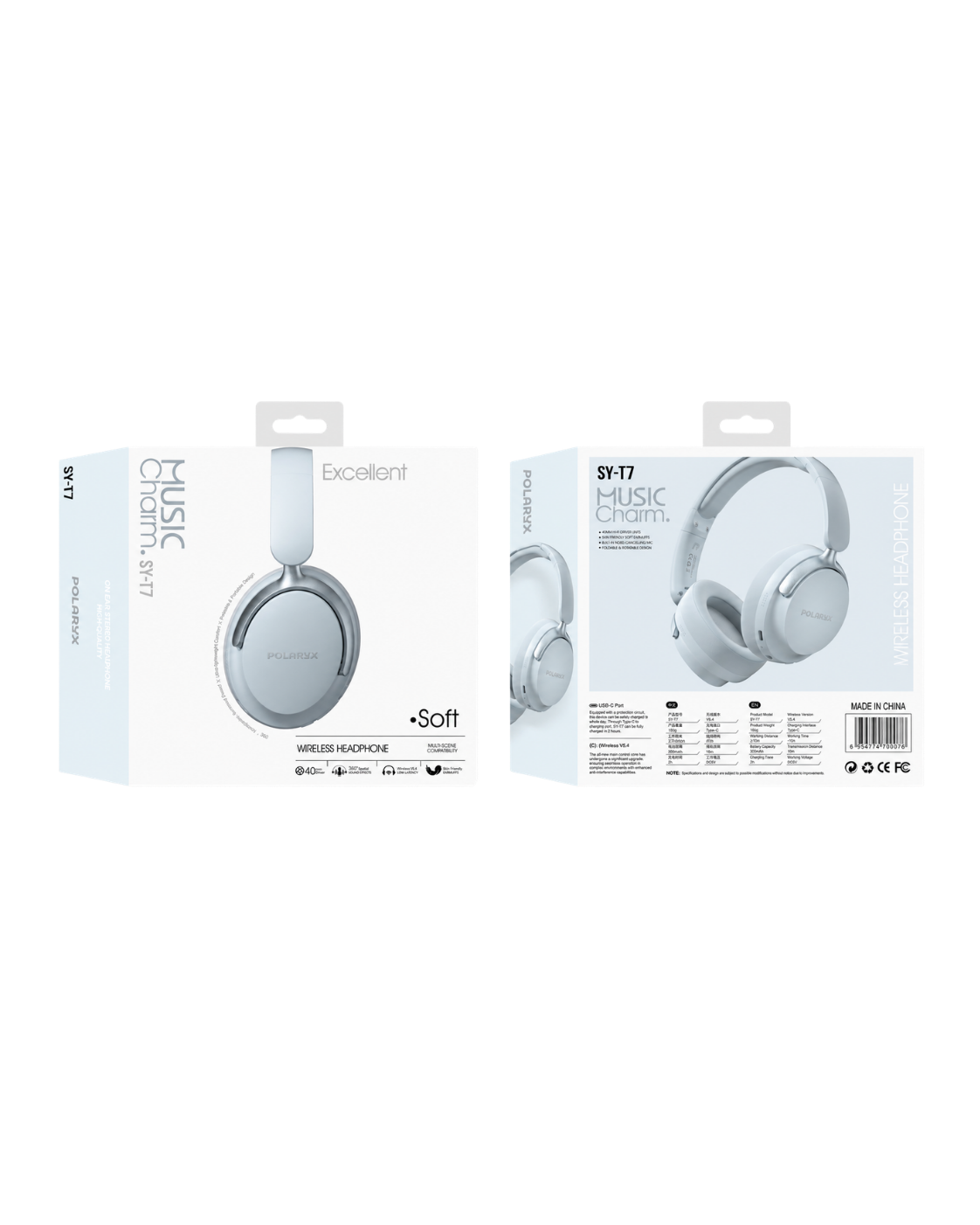 Polaryx SY-T7 Wireless Foldable Bluetooth Headphones - Music Charm