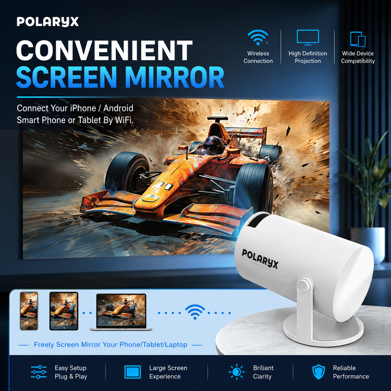 Polaryx HY300 Pro+ Smart Mini Projector