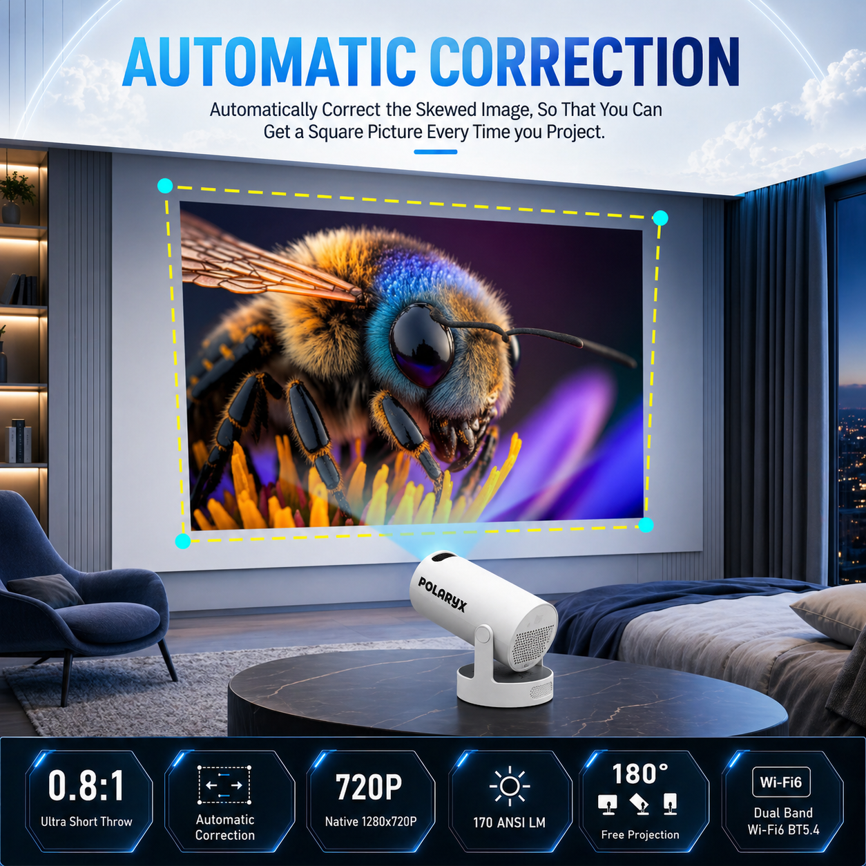 Polaryx HY300 Ultra Portable Smart Mini Projector
